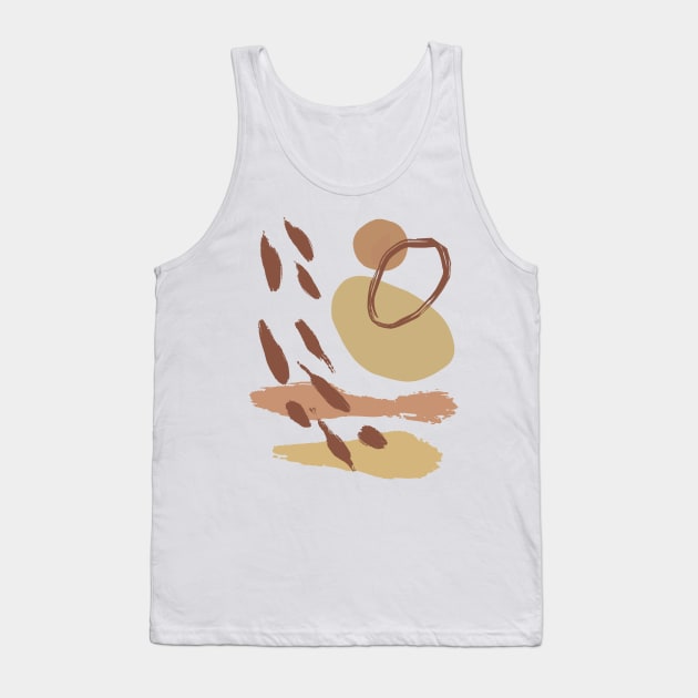 Warm Toned Boho Abstract Shapes line Art Design Tank Top by zedonee